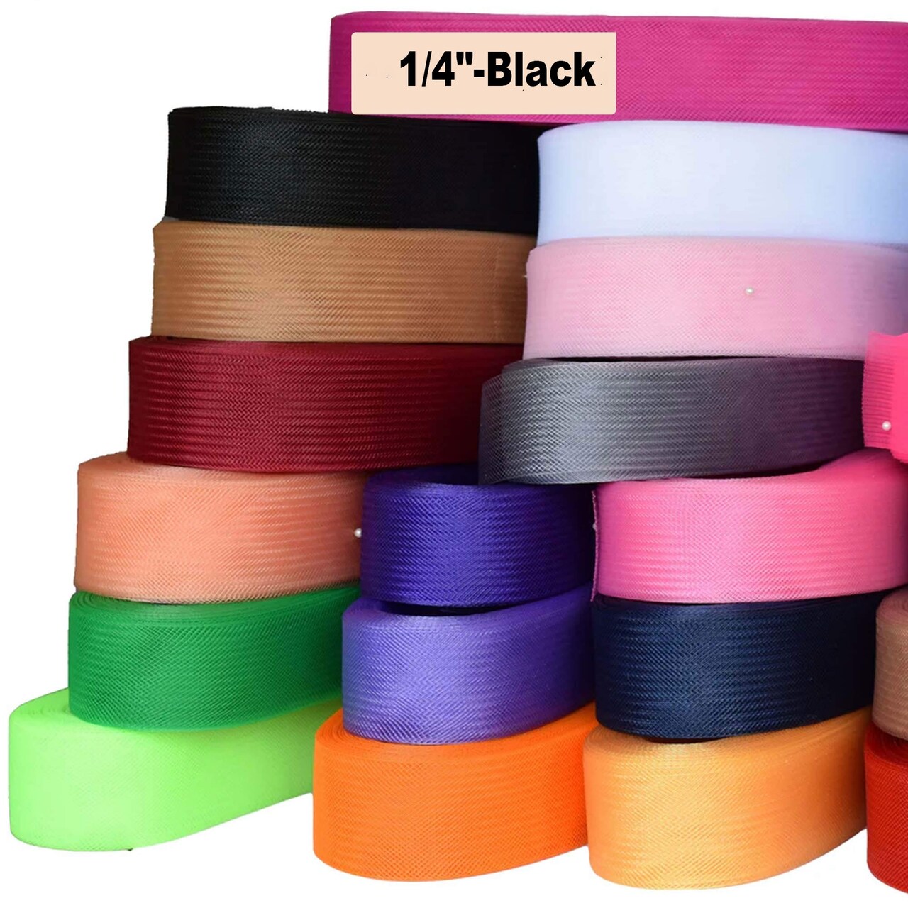 3 Yards Black Stiff Crinoline Horsehair Braid for Sewing, Wedding Dresses, and Gowns ¼ Inch
